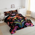 thumbnail image 3 of Erosebridal Mushroom Bedding Set Full Women Trippy Cute Flowers Comforter Set Colorful Hippy Quilted Comforter Black Botanical Theme Eyes 3D Galaxy Pattern Printed Quilt Duvet Soft Warm, 3 of 7