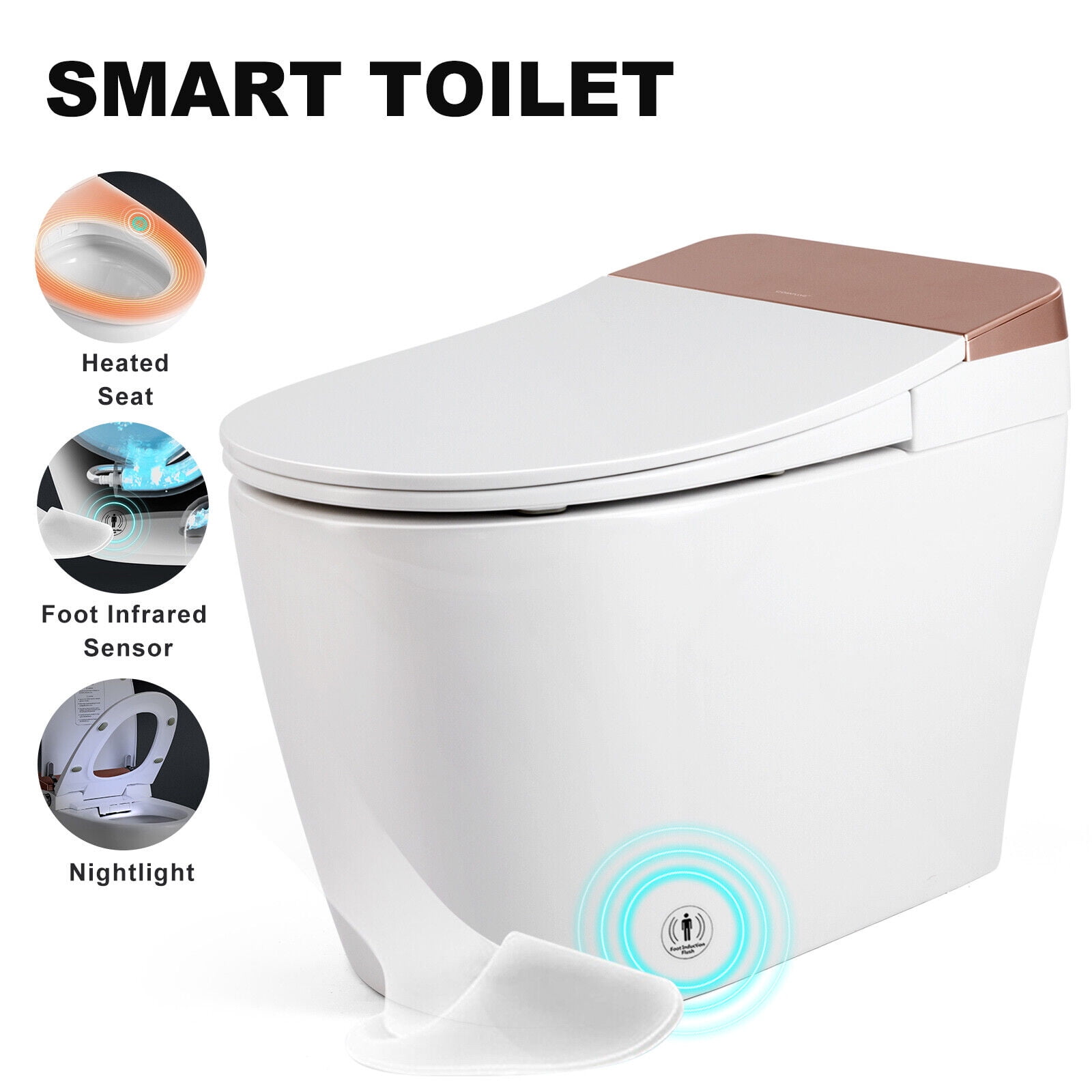 COSVALVE Smart Toilet, Heated Seat, Foot Kick Operation, Automatic