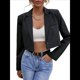 thumbnail image 1 of Blazer Corto para Mujer, Informal, de Negocios, con Abertura Frontal, Larga, un Botón. Negro S, 1 of 10