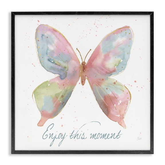 Stupell Industries Bohemian Enjoy This Moment Butterfly Black Framed Giclee Art, 24 x 24, by Nan
