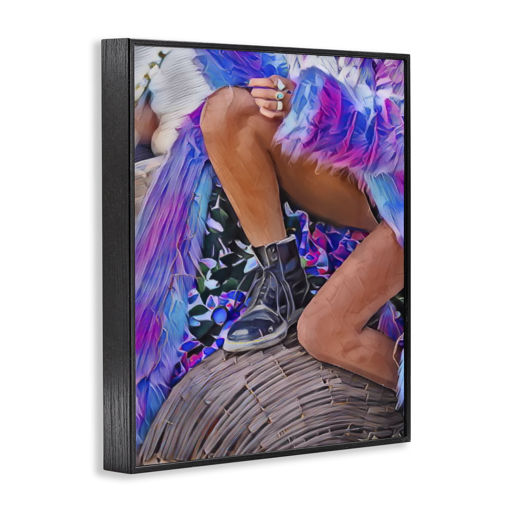 Purple Fur & Boots Black Framed Giclee Art, design by Jesse Keith