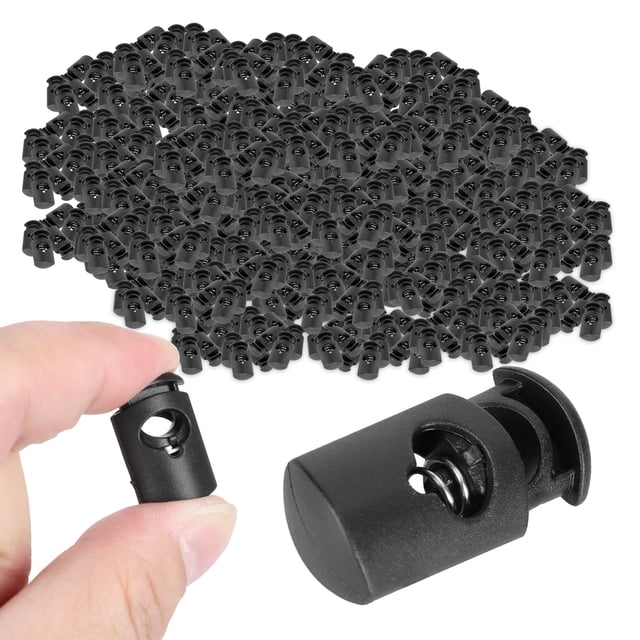 300Pcs Single Hole Spring Cord Locks, Heavy Duty Nylon Rope Buckle for Luggage Clothing Backpack, with Spring Load Design for Drawstrings Outdoor Gear