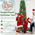 thumbnail image 6 of Gymax 8 FT Fiber Optic Artificial Christmas Tree Slim Pencil Xmas Tree w/ Colorful Lights & 889 Branch Tips, 6 of 10