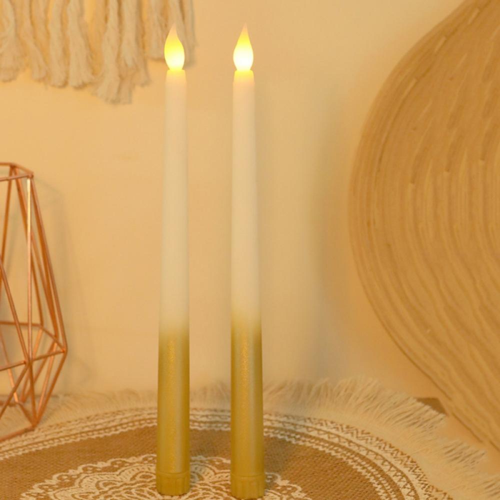 2PCS Flameless LED Taper Candles Lights,Candlesticks with Warm Yellow
