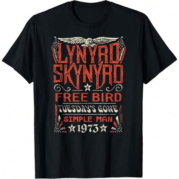 【New Arrival】Vintage Southern Rock Eagle 1973 Retro Music Graphic T-Shirt, Unisex Cotton Crew Neck Casual Tee For Rock Music Fans Collector Gift
