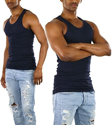 ToBeInStyle Men’s Workout A-Shirt Long Muscle Shirt Tank Top 