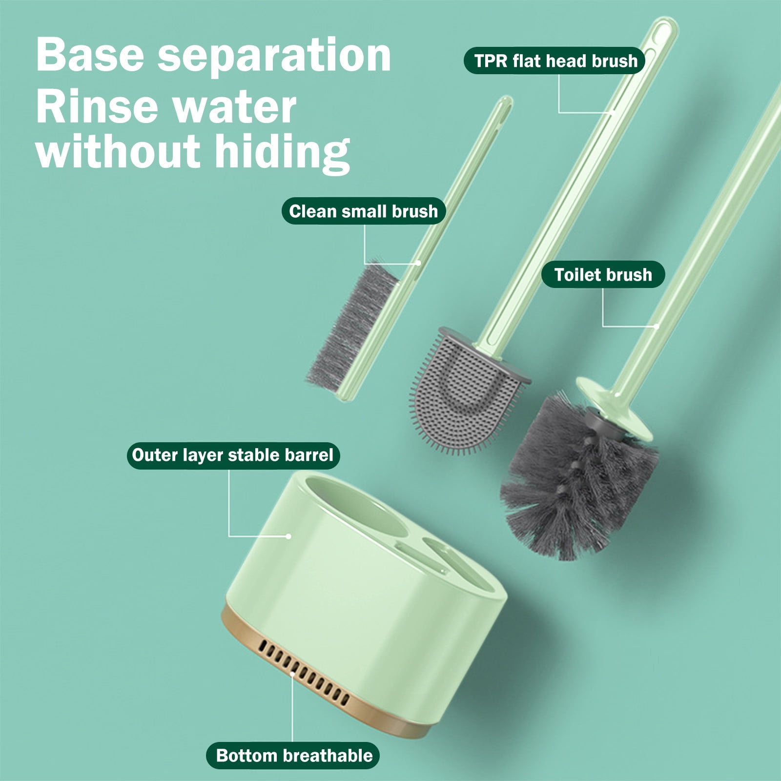 LACKUST Toilet Bowl Brush Cleaner and Caddy Holder Clearance,Toilet Bowl Brush with Strong Bristles Long Brush and Enough Heavy Base for Bathroom,Green