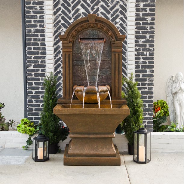 Alpine Waterfall Fountain with LED Lights, 80 Inch Tall