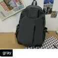 thumbnail image 2 of Beautynvta Nylon Lightweight Backpack, Solid Color Casual Shoulder Bag, Large Capacity Outdoor Travel Backpack Daypack for Men Women, Gray, 2 of 6