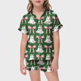 thumbnail image 2 of Likimi Toddler Child Girls Halloween Pajamas Set Short Sleeve Hallowmas Ghost Print Lapel Button Down Pjs Tops With Shorts For Party Comfort Homewear, 2 of 4