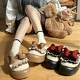 thumbnail image 7 of New kawaii bowknot slippers women's fluffy home shoes woman platform fur slides chunky mules ladies designer house slipper laces (Coffee,40-41), 7 of 7