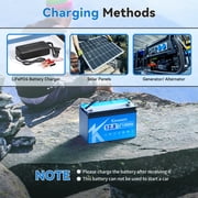 Lithium LiFePO4 Battery 12V 100Ah with 100A BMS, 8000+ Deep Cycle Rechargeable, for Solar, Boat, RV, Trolling Motor, with a 7A charger