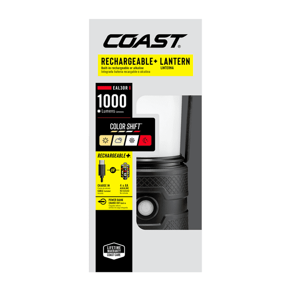 Coast EAL30R 1000 Lumen Rechargeable Lantern with USB-C Power Bank