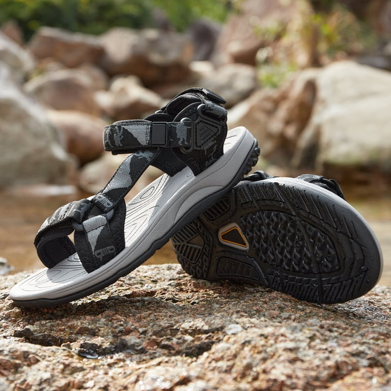 Men All Black Arch Support Outdoor Non Slip Athletic Durable Hiking Sandal Shoes Amazon.com | SUITSER Athletic Sandals for Men Hiking Beach  main image 3