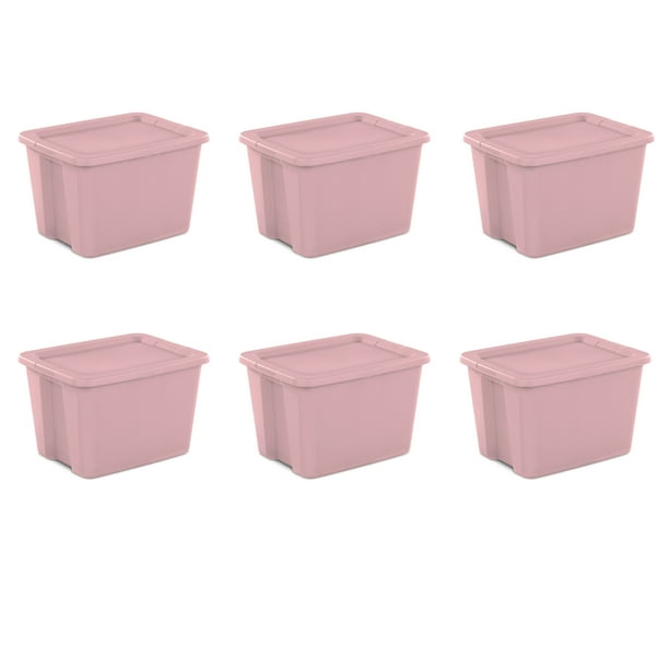Sterilite 18 Gal. Tote Box Blush Pink Set of 6