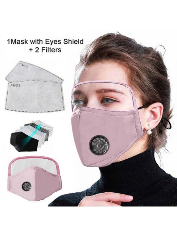 Men/Women Washable Reusable Face Mask With Eyes Shield Protective & 2 Filters.- 