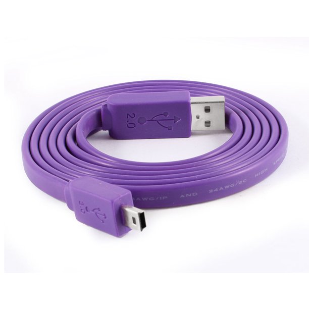 1.5M 4.9Ft USB A à Mini B Câble de Synchronisation de Données Universel Mâle 5Pin Violet