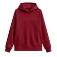 thumbnail image 4 of Hoodie for Womens Xaqiouau Solid Cross Neck Hooded Pullover Sweatshirt Split Hem Side Pockets Long Sleeve Basic Tops For Fall Athleisure Casual Daily Wear Wine S, 4 of 6
