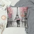 thumbnail image 2 of COMIO  Throw Pillow Cover Oil Painting Paris European City Landscape France Eiffel Tower Black White and Pink Modern Couple Under Decorative Pillow Case Home Decor Square  Pillowcase, 2 of 5