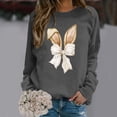 thumbnail image 2 of Easter Bunny Bow Print Crew Neck Sweatshirt for Women Long Sleeve Casual Pullover Top Soft Cozy Grey S, 2 of 4