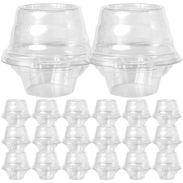 BESTONZON 25pcs Disposable Clear Plastic Cupcake Containers Stackable ...