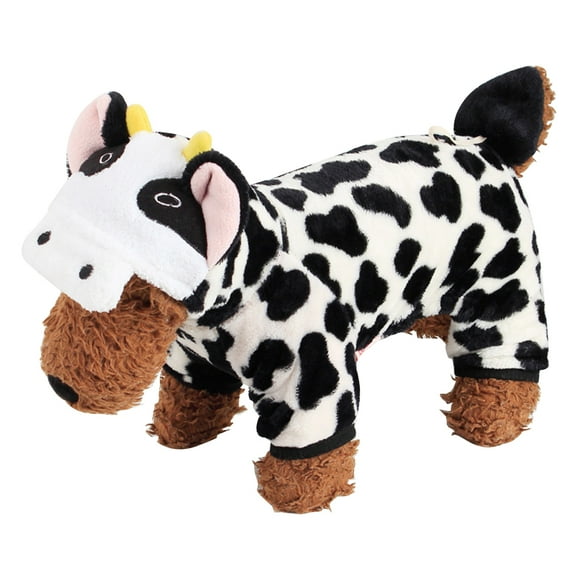 Cute Cow Dog Costume Hoodie and Warm Jumpsuit for Small Dogs, Puppy Clothes XS Size, Comfortable Pet Apparel
