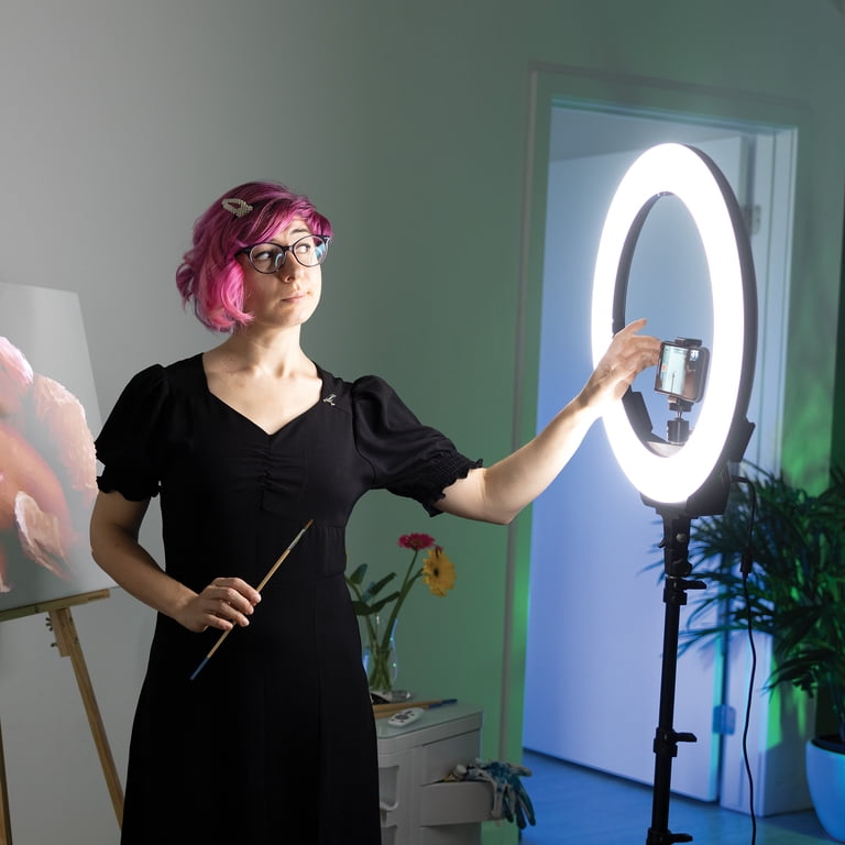 Artograph 18” LED Selfie Ring Light with Tripod, Phone Clamp