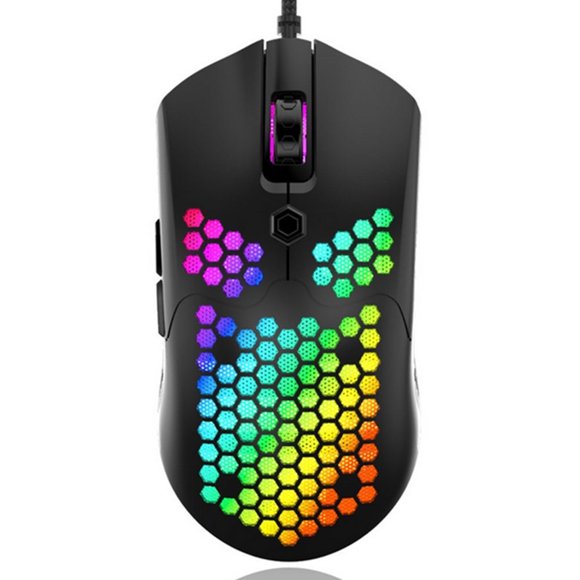 Freedo RGB Lightweight Gaming Mouse Optical Sensor with Lightweight Honeycomb Shell Ultralight Ultraweave Cable BLACK