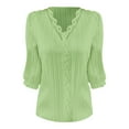 thumbnail image 4 of Outfmvch Women's Tops, Tees & Blouses Womens Long Sleeve Shirts Women's Blouses Gauze Tops for Women Cotton Tops for Women Army Green L, 4 of 4