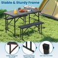 thumbnail image 4 of Gymax Ensemble de Table et Banc d'Extérieur, Ensemble de Table de Pique-Nique Pliable avec 2 Bancs, Cadre en Métal Robuste, 4 of 10