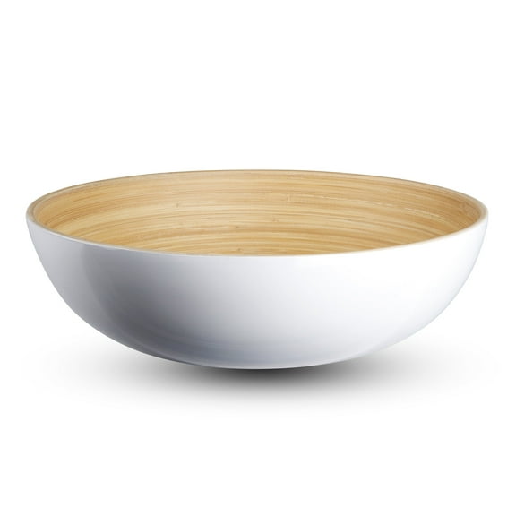 Lexa Bamboo Salad Bowl, 12 Inch, White