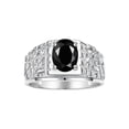 thumbnail image 1 of RYLOS Men's Rings 14K White Gold Designer Nugget Ring Oval 9X7MM Gemstone & Diamonds  Onyx October Birthstone Rings For Man Size 9, 1 of 7