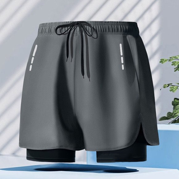 Viluyesy Mens Athletic Shorts Elastic Waist Board Shorts Outdoor Running Summer Beach Shorts, Gray M