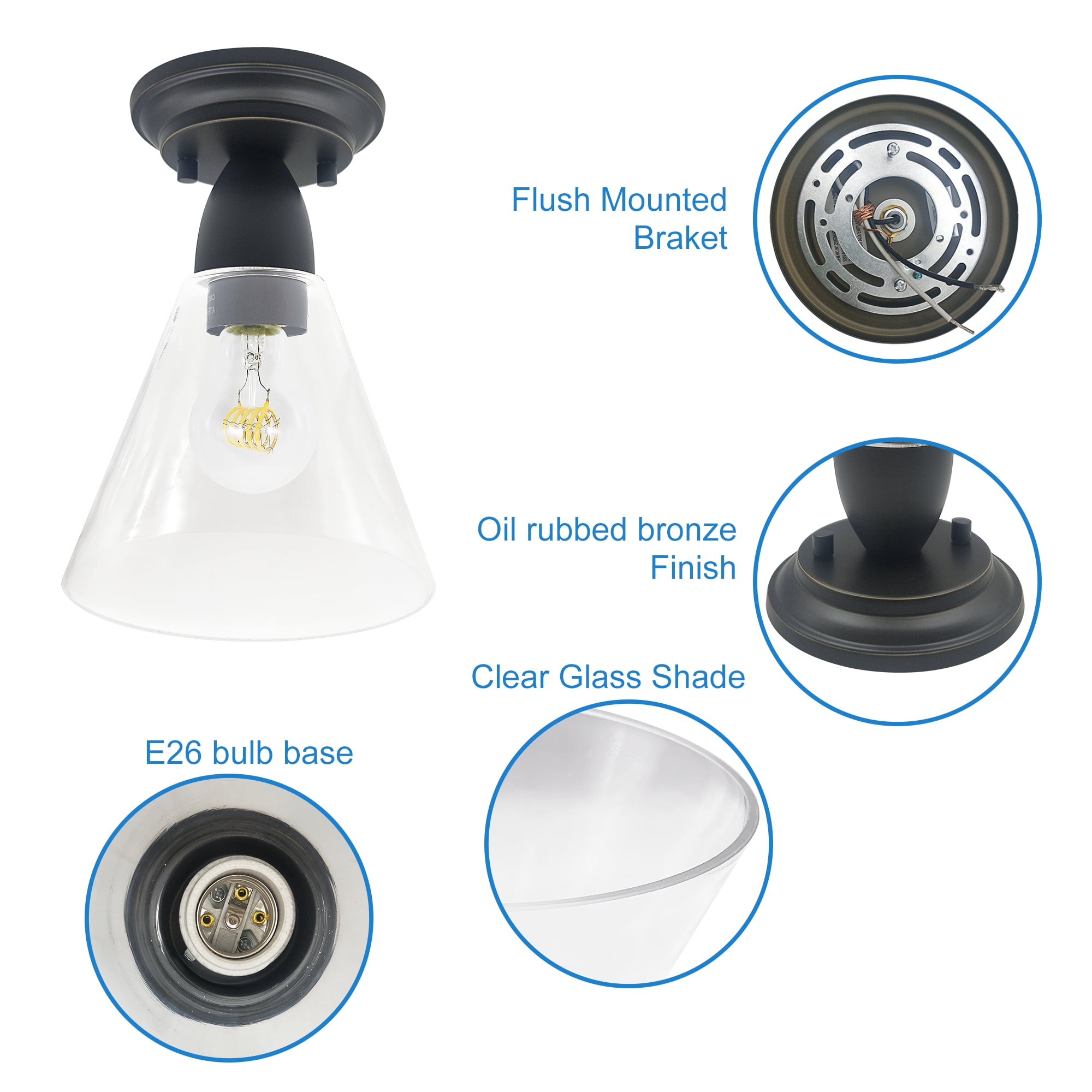 MingBright 2 Pack Semi Flush Mount Ceiling Light, Porch Pendant Light Fixtures, 4000K Natural White, Perfect For kitchen, Bathroom, Living rooms, Dining Rooms, Corridors, Hallways