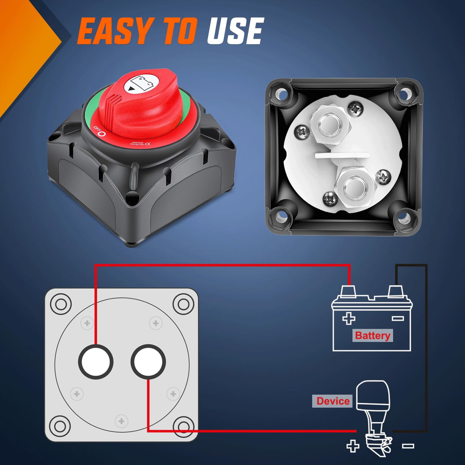Nilight ON Off Battery Switch 12V 24V 48V 600A High Current Heavy Duty Battery Power Cut Master Switch Disconnect Isolator for Truck Vehicle Trailer RV Marine Boat Yacht,Red
