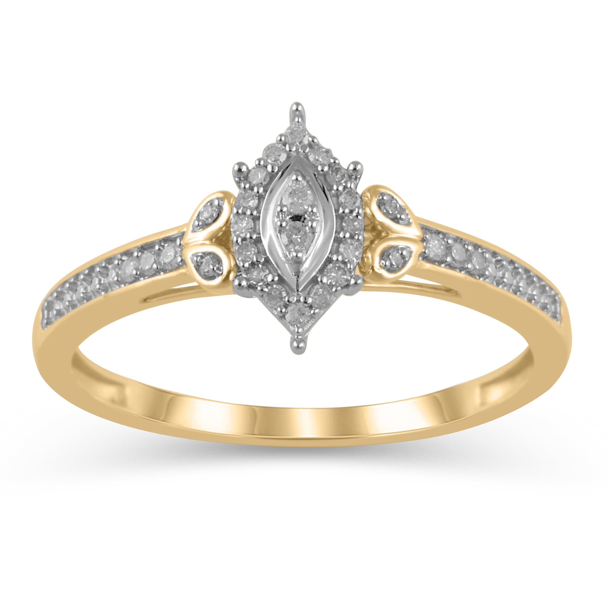 3 diamond .10-carats heart eternal love promise ring yellow 925 engagement 