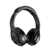 Active Noise Cancelling Headphones, Over Ear Wireless Headphones, CVC 8.0 Microphone Deep Bass Headset, 15 Hours Playtime, Foldable Adults Travel Work PC TV Black