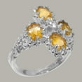 thumbnail image 2 of LBG British Made 925 Sterling Silver Natural Diamond & Citrine Womens Statement Ring - 33 size options - Size 10.75, 2 of 6