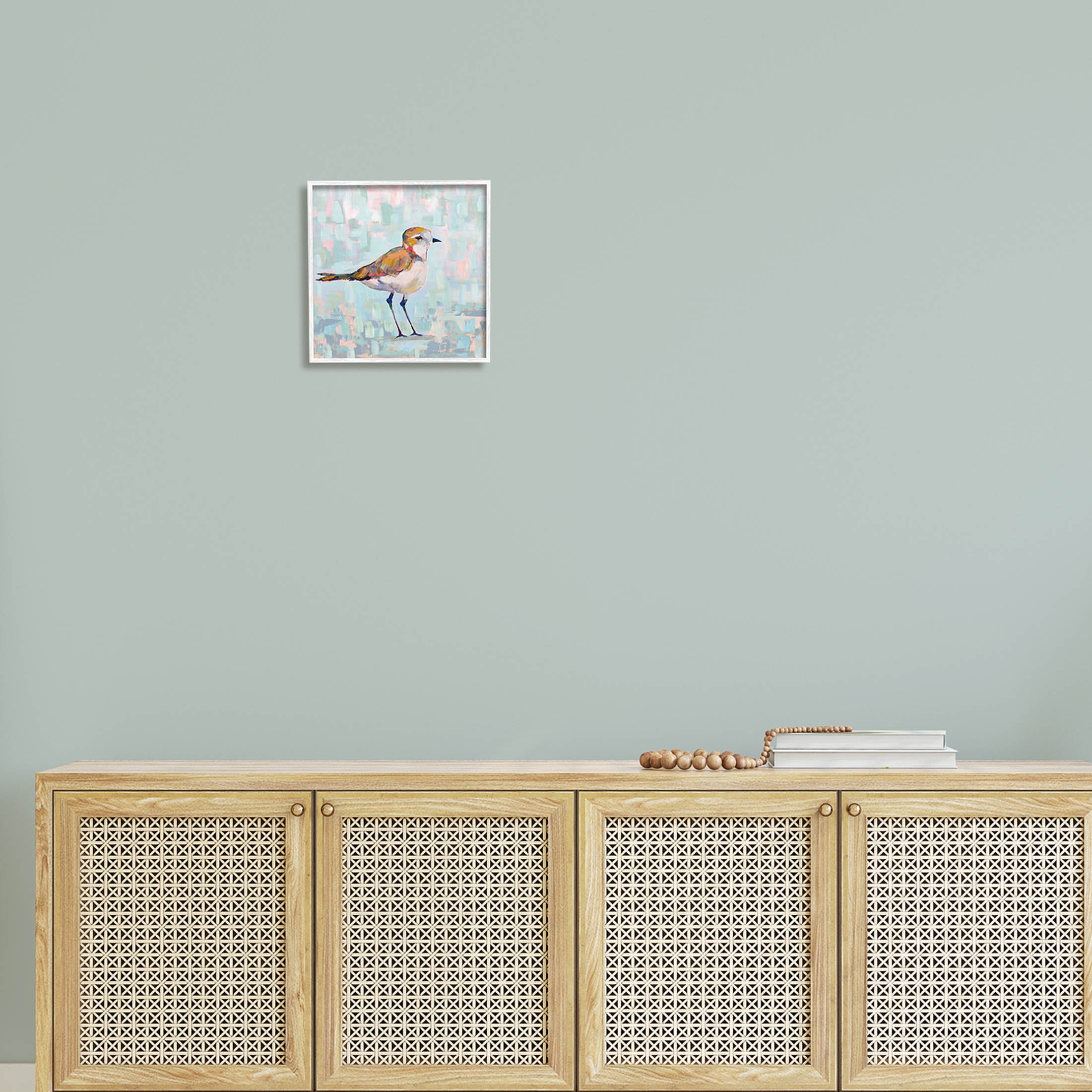 Stupell Industries Coastal Plover Nautical Bird Painting White Framed Art Print Wall Art, Design by Jeanette Vertentes