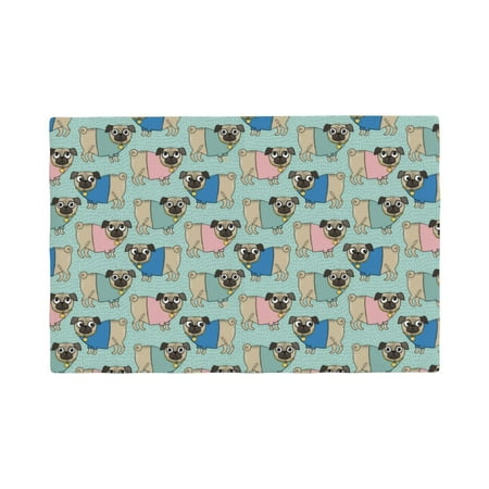 

Table Placemats Set of 4 - Colorful Pugs 12x18 In Faux Linen Double Heat Resistant Place Mats Cloth Indoor/Outdoor Placemats Washable Table Mats for Dining Kitchen Party