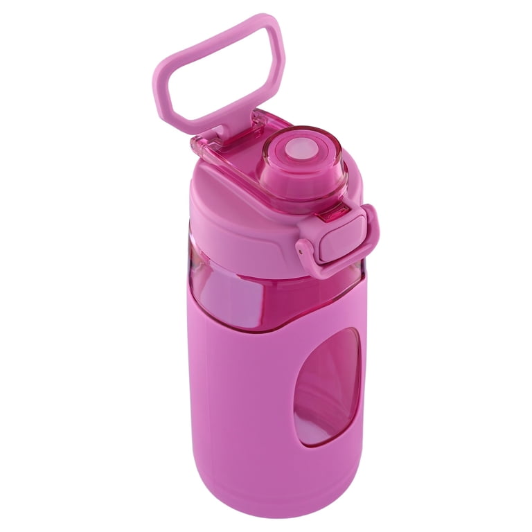 Mainstays Kids 16 oz Pink Water Bottle with Flip-Top Lid photo 4