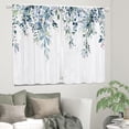thumbnail image 3 of Teal Blue Eucalyptus Kitchen Curtains Farmhouse Floral Small Short Rustic Wooden Cafe Tire Curtains Plant Botanical Window Curtains for Bathroom Window Treatment Drapes 27.5x39 Inch 2 Panels, 3 of 4