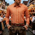 thumbnail image 2 of XIAOCHA Men's Plaid Print Button Down Shirt Long Sleeve Bavarian Oktoberfest Button-Up Top, 2 of 4