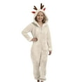 thumbnail image 5 of Girls Winter Hooded Romper Jumpsuit Cozy Reindeer Soft Warm Playwear For Toddler Kids, 5 of 6