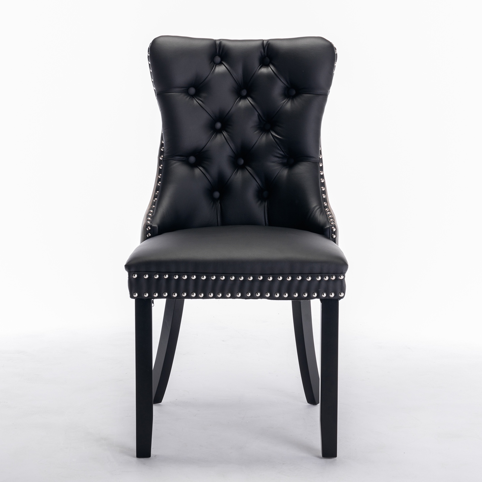 Dining Chairs Set of 2, Upholstered High-End Tufted Dining Room Chair with Back Ring and Nailhead Trim, Modern Velvet Kitchen Chairs with Solid Wood Legs for Kitchen, Home,Black+Gray