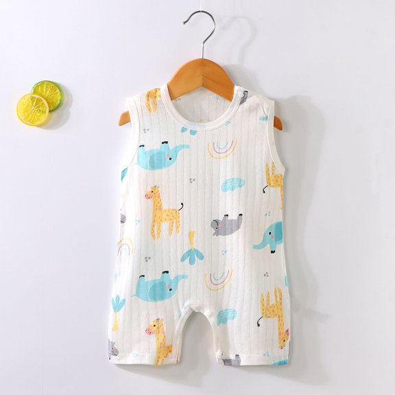 Avtoify Toddler Rompers, Toddler Sleeveless Romper Print Jumpsuit with Snap Closure