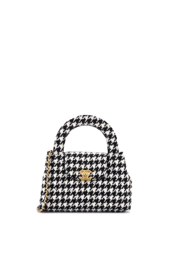 Pre-Owned Kelly Top Handle Shopping Bag Quilted Houndstooth Tweed Mini By Rebag