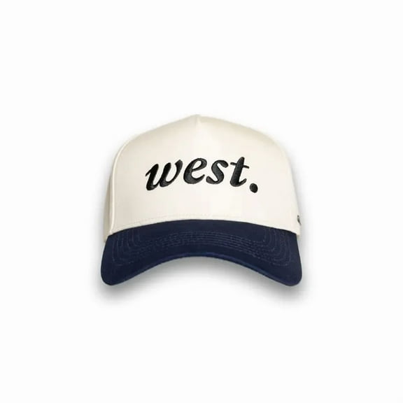 West Embroidered Trucker Hat, Vintage Adjustable Snapback Cap for Men and Women, Classic Retro Baseball Hat with Stylish Lettering Design, Casual Streetwear Accessory