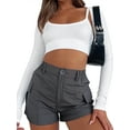 thumbnail image 2 of Coduop Womens Casual High Waist Button Zipper Short with Pocket for Casual Daily, 2 of 3