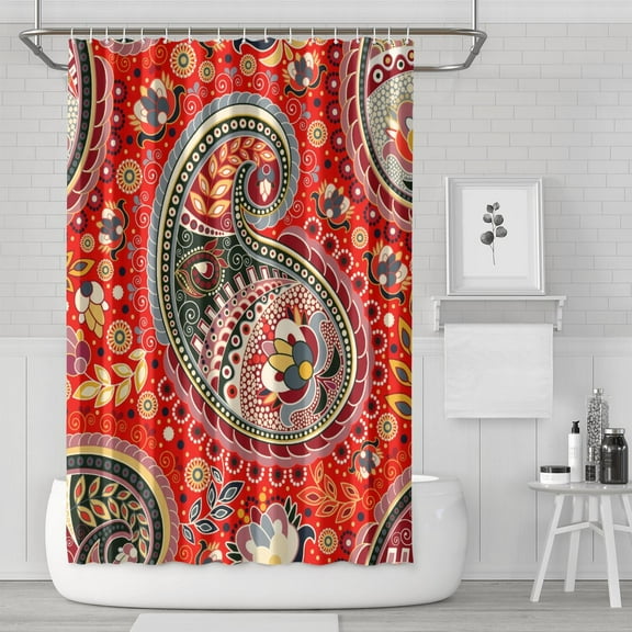 Elegant Paisley Boho Curtain 72x72 Inches, Quick-Drying Polyester with Plastic Rings, Vintage Floral Chic Design